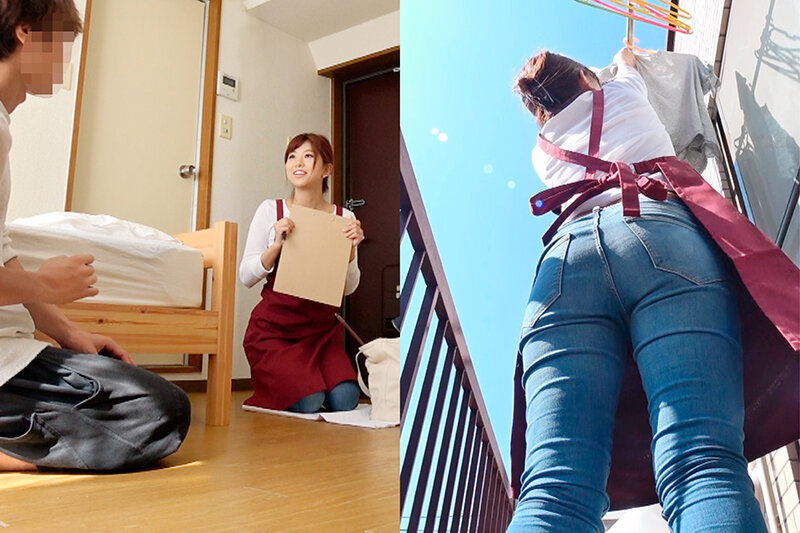 家事代行おばさんのピタパン尻に我慢できずにバックからねじ込むデカチン即ハメ！ 5 「旦那がいるから…」断られても強引にイカせるイケメンの高速ピストン口説きSEXを完全収録！！魅惑の若チ○ポに心奪われたデカ尻妻が旦那では味わえない連続絶頂！ ちなつ サンプル 1