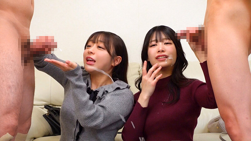 仲良し女子大生が制限時間以内におちんちん2本同時に射精させないと出られない密室からの脱出に挑戦！心と手を合わせてシンクロ手コキで男をイカせろ！失敗したらその場でデカチン即ハメ連続中出し！ サンプル 11