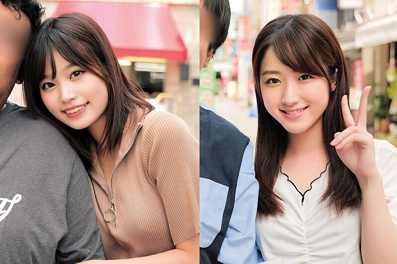 恥じらいたっぷり素人女子大生カップルが挑戦！なりきりダッチワイフカップルゲーム！彼氏が見ている目の前でイケメンAV男優に耳元で甘い吐息を吹きかけられ、見つめられながら全身まさぐられ、激ピストンされても彼女が動かなければ賞金30万！ みなみちゃん つきのちゃん サンプル 1