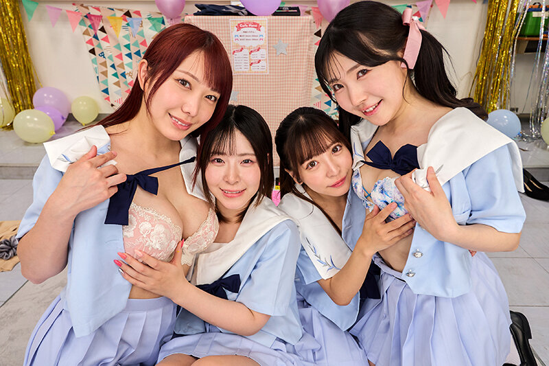 【VR】聖レズ学院 貧乏の僕がテスト生として転校した先はまさかの女子校！？花ざかりの男子禁制ハーレムLIFE～文化祭の準備中にヤリまくりハーレムSEX編～ 沙月恵奈 弥生みづき 小那海あや 皆月ひかる サンプル 9