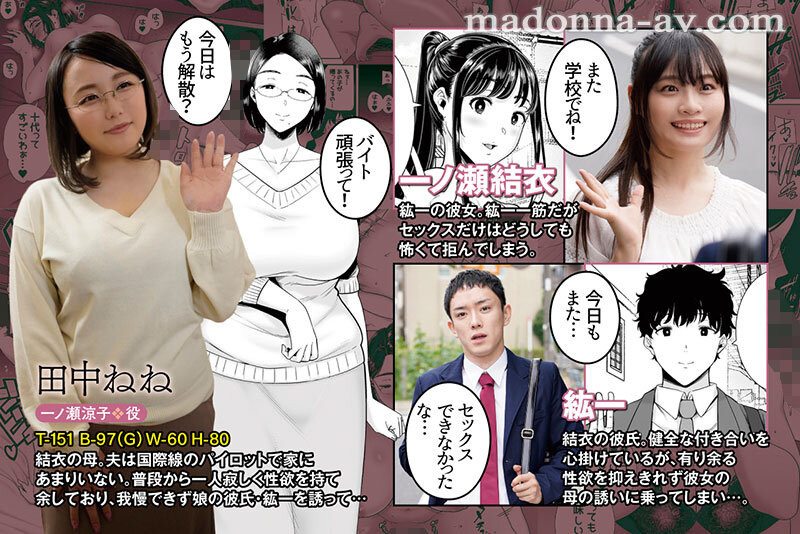 原作:黒巣ガタリ かのまましんどろーむ 娘の彼氏をこっそり寝取り！！大人気同人サークル「DOLLPLAY」が描く彼女の母の肉感ボディが魅せる妖艶な痴態をマドンナで忠実実写化！！ 田中ねね サンプル 1