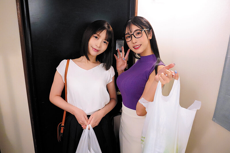 デカパイ＆スレンダーな女友達2人と絡みまくりのハーレムほろ酔いセックス 天馬ゆい・小野坂ゆいか サンプル 1