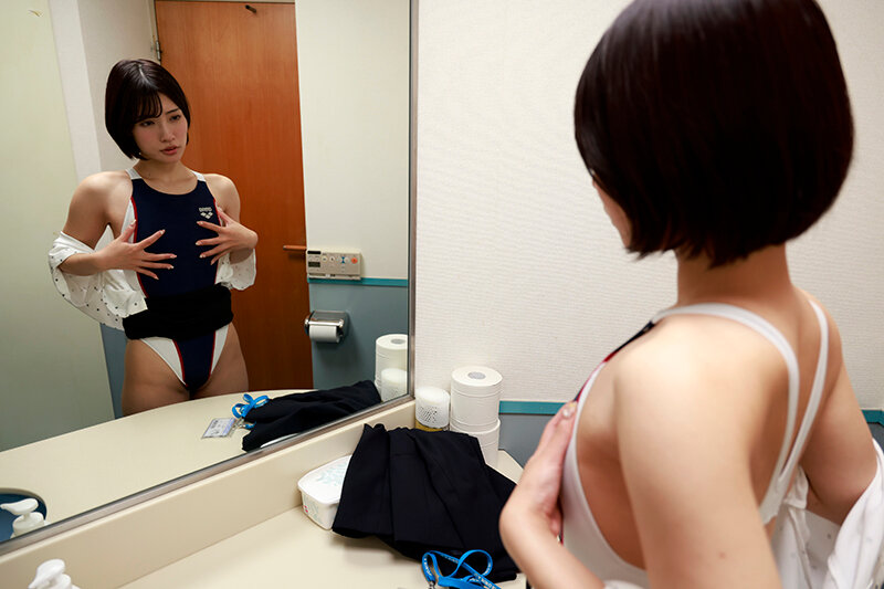 「私、競泳水着好きでごめんなさい…」 いつも競泳水着を着て興奮しています 服の下に水着を着て働くOL 宮城りえ サンプル 6