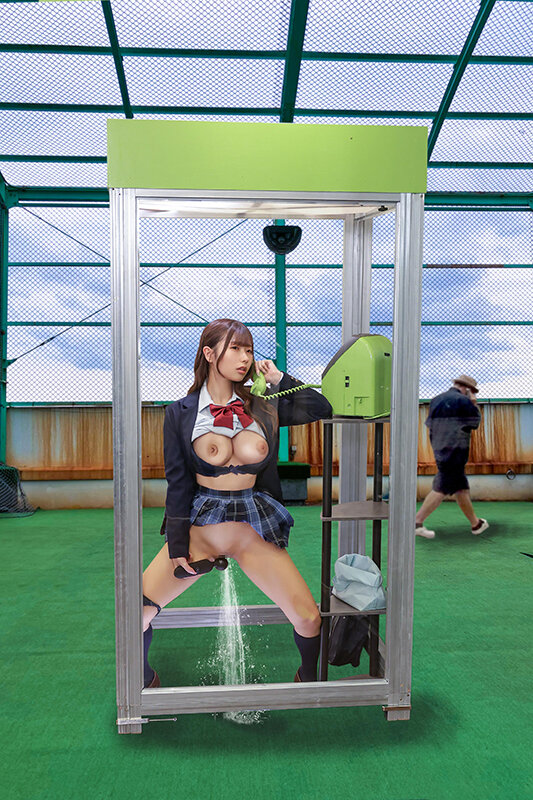 公衆電話ボックス360度 顔面最強美乳J〇きき乳首チャレンジ サンプル 1